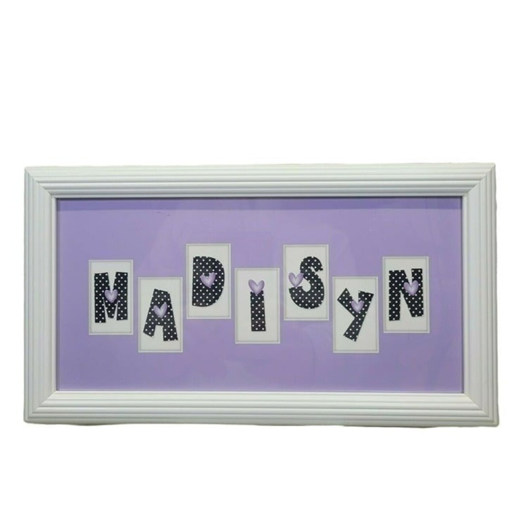 Framed Wall Art‎ Kids Purple Madisyn Polka Dot Heart White Frame